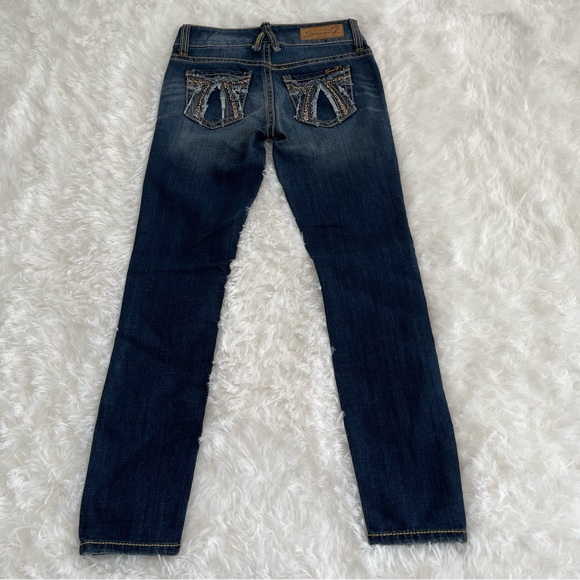 7 For All Mankind Jeans Woman’s Size 25 Embellished pockets Dark Wash Skinny ECU - Picture 8 of 9